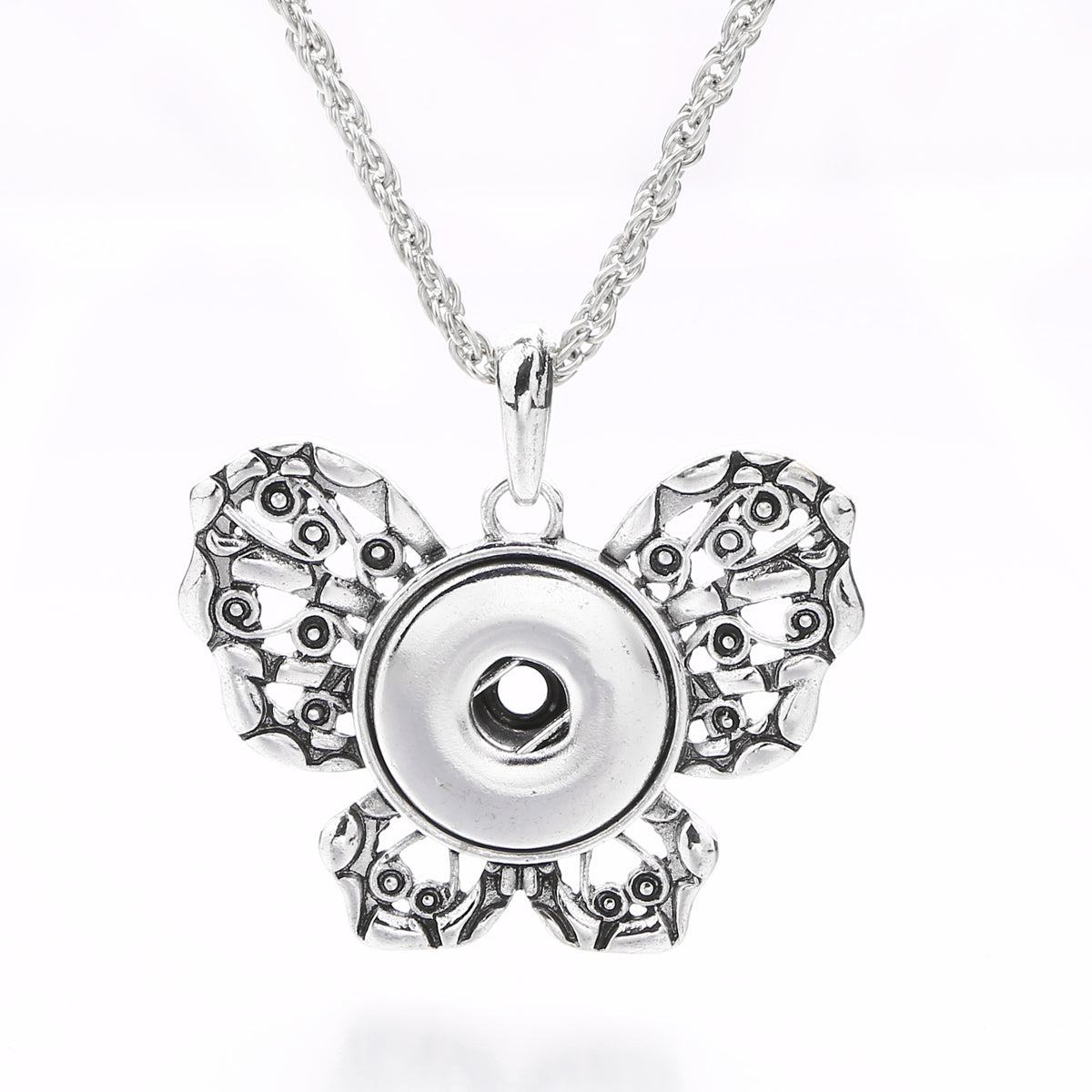 18mm Vintage Ornamental Snap Charm Necklace | Decorative Interchangeable Pendant