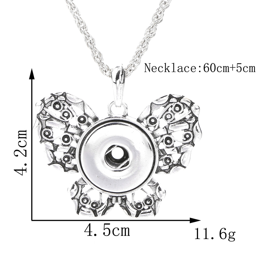 18mm Vintage Ornamental Snap Charm Necklace | Decorative Interchangeable Pendant