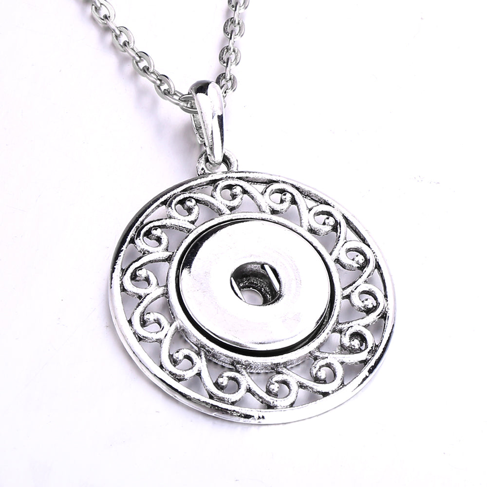 18mm Antique Filigree Snap Charm | Classic Swirl Pattern Necklace