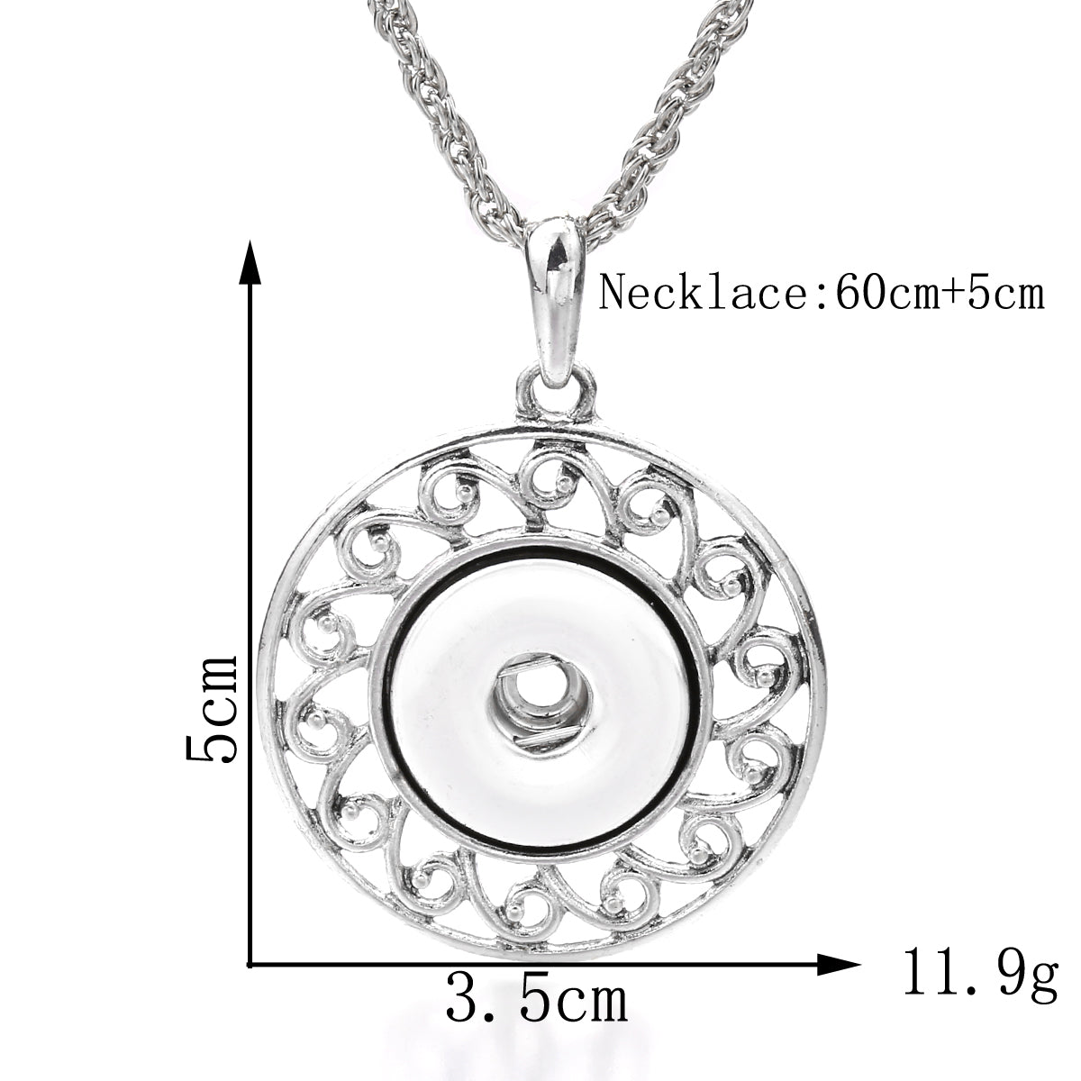18mm Antique Filigree Snap Charm | Classic Swirl Pattern Necklace