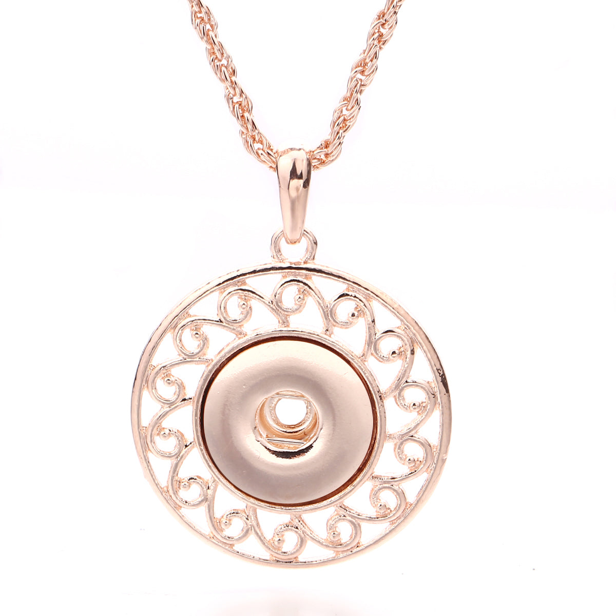 18mm Antique Filigree Snap Charm | Classic Swirl Pattern Necklace