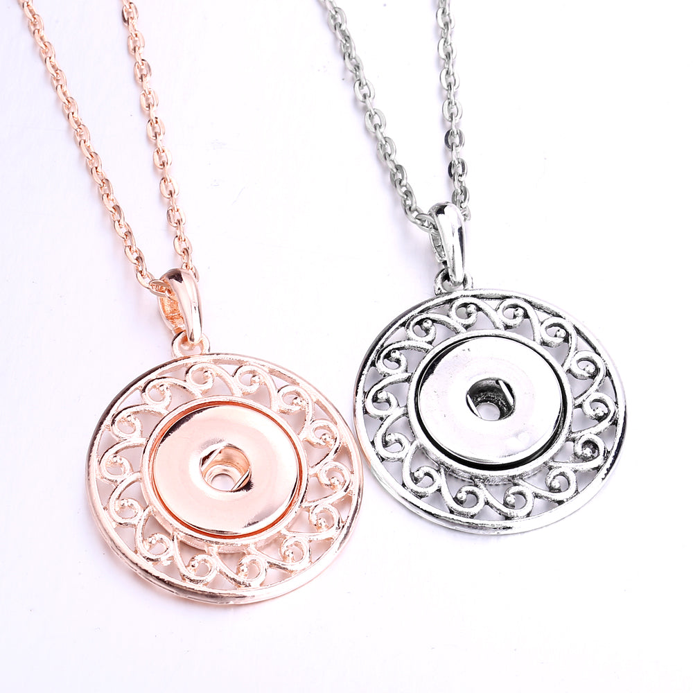 18mm Antique Filigree Snap Charm | Classic Swirl Pattern Necklace