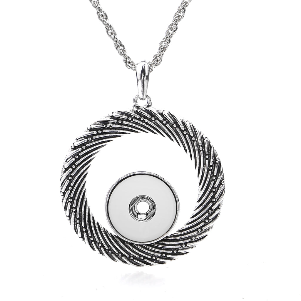 18mm Swirl Snap Charm Necklace | Interchangeable Spiral Pendant