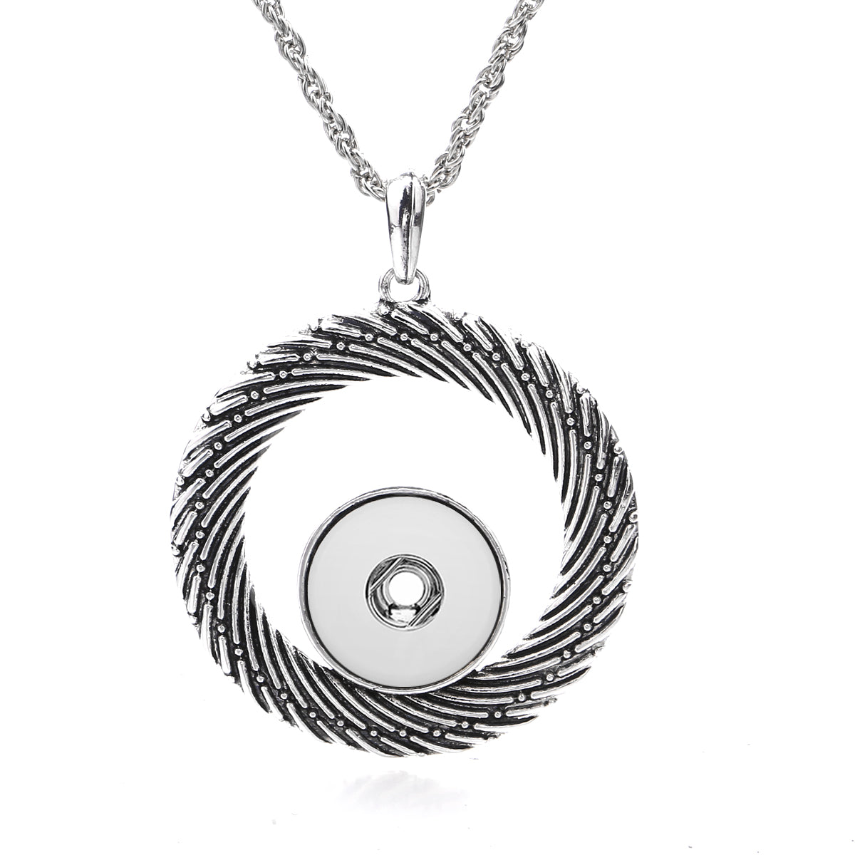 18mm Swirl Snap Charm Necklace | Interchangeable Spiral Pendant