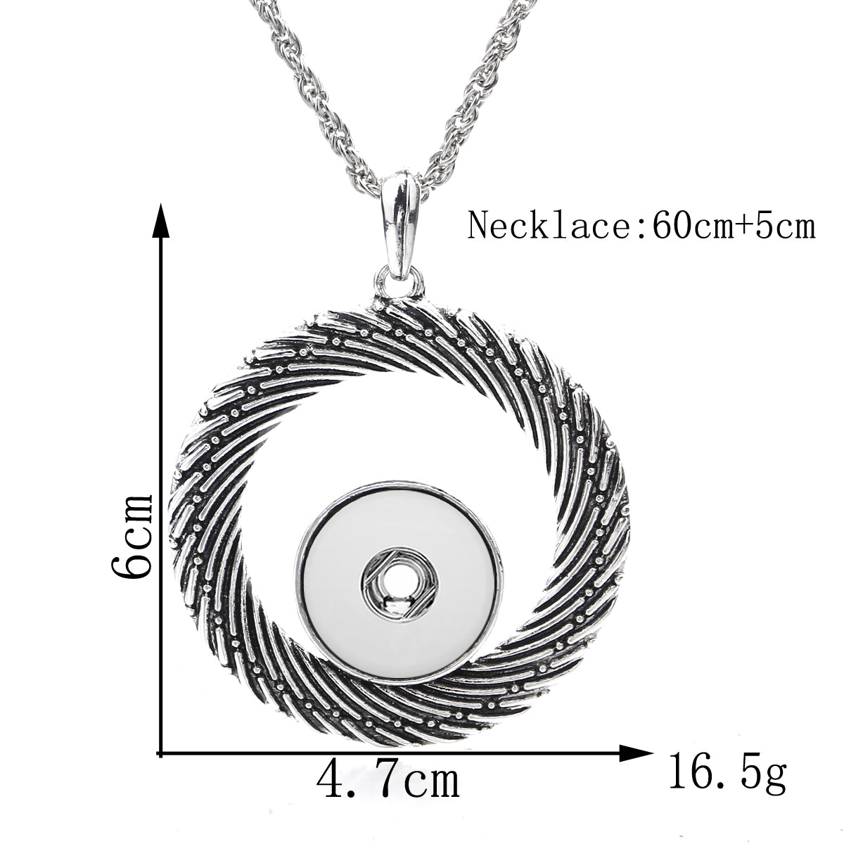 18mm Swirl Snap Charm Necklace | Interchangeable Spiral Pendant