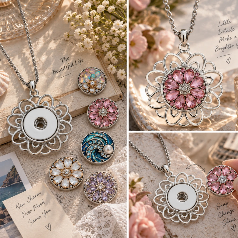 18mm Layered Blossom Snap Charm | Interchangeable Pendant
