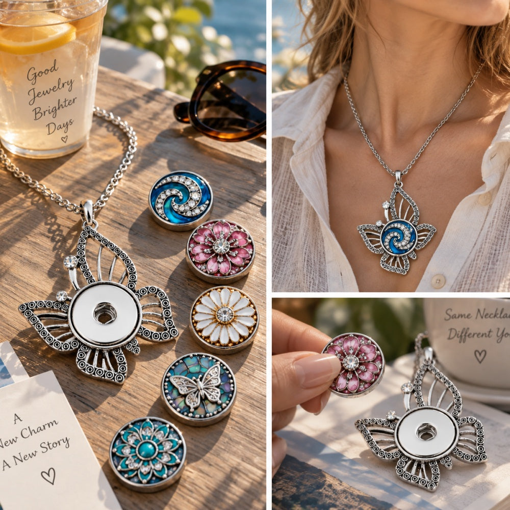 18mm Butterfly Snap Charm | Interchangeable Rhinestone Jewelry Pendant