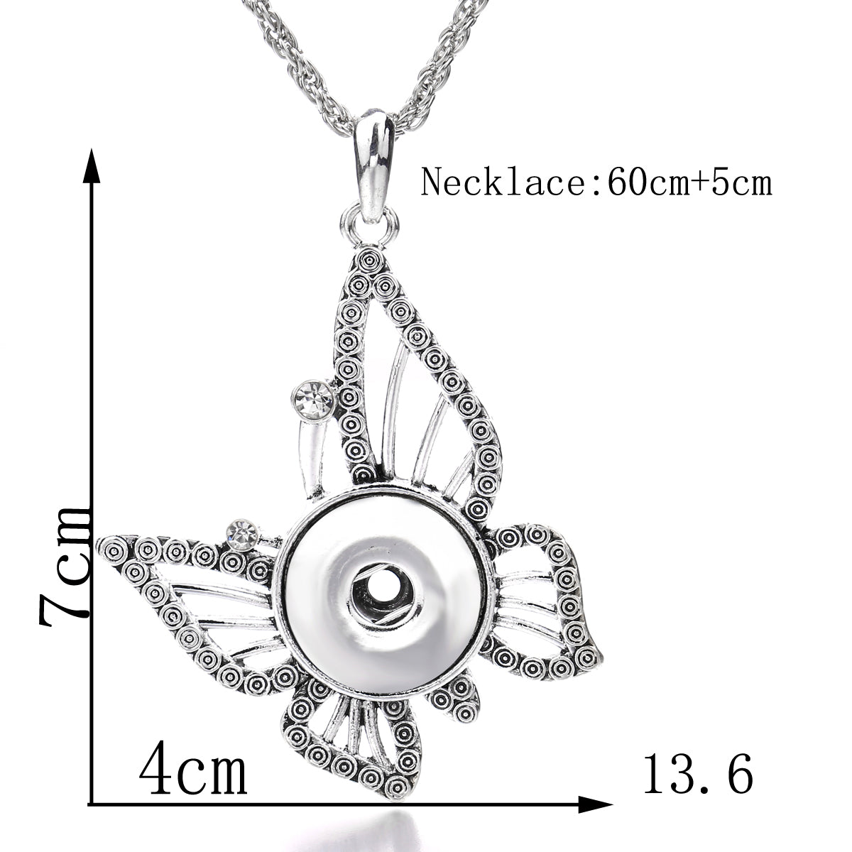 18mm Butterfly Snap Charm | Interchangeable Rhinestone Jewelry Pendant