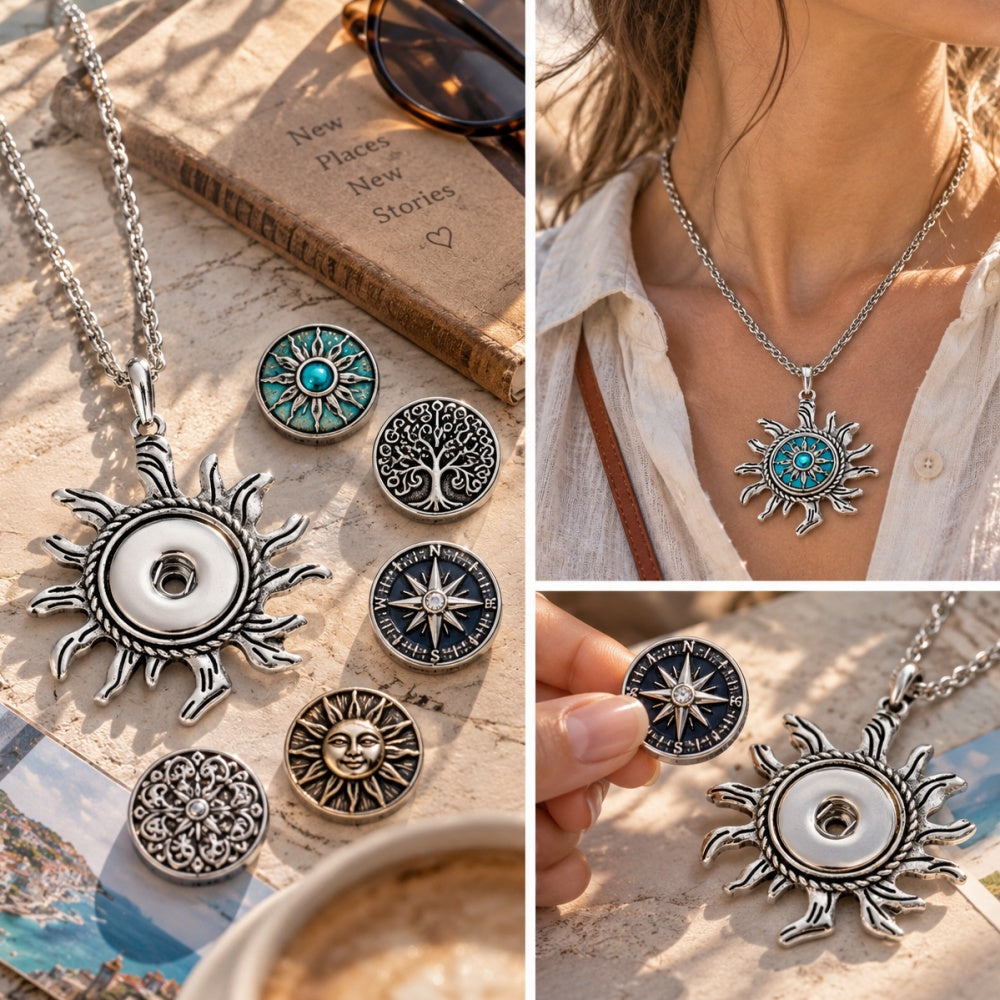 18mm Sunburst Snap Charm | Interchangeable Jewelry Pendant