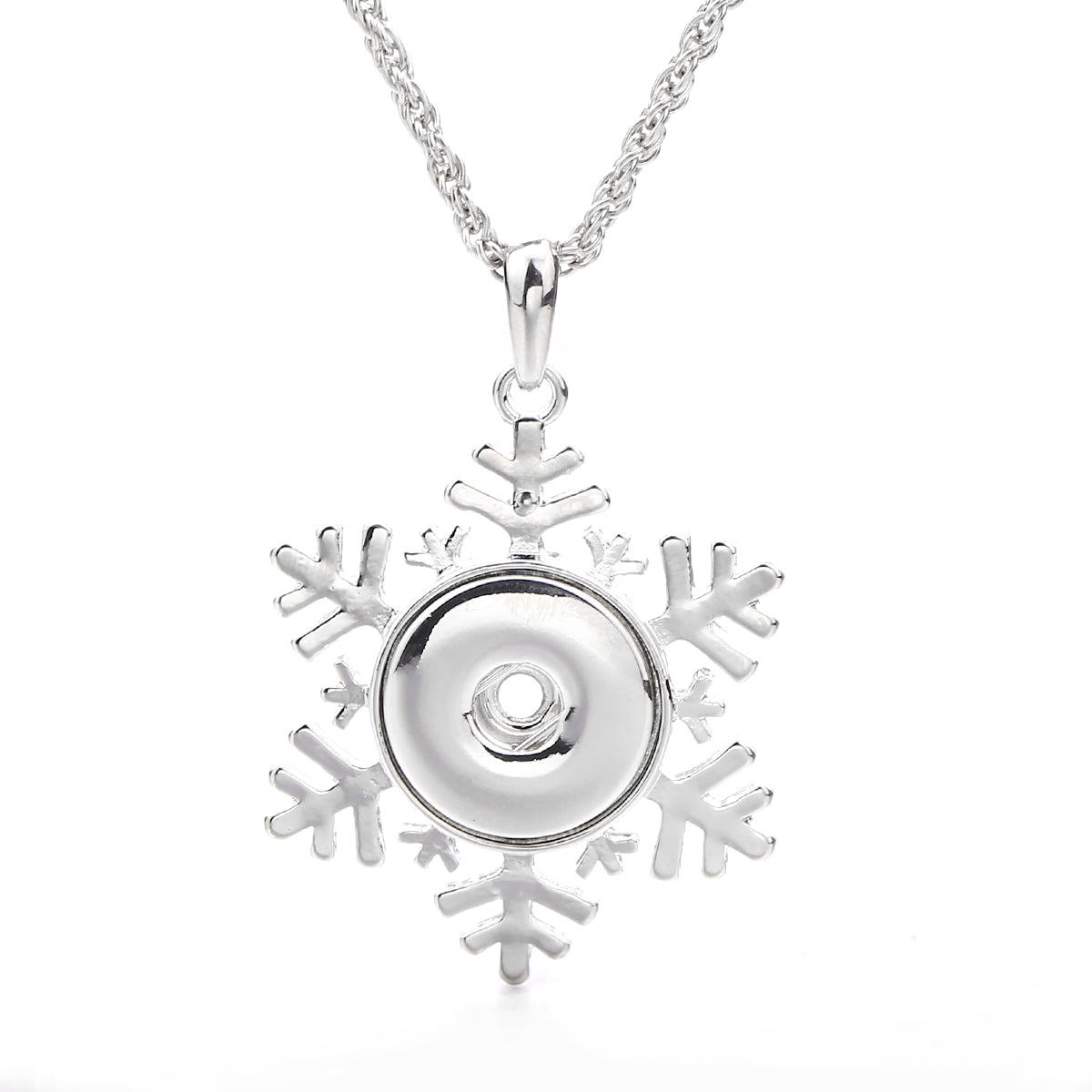 18mm Crystal Snowflake Snap Charm | Interchangeable Winter Jewelry