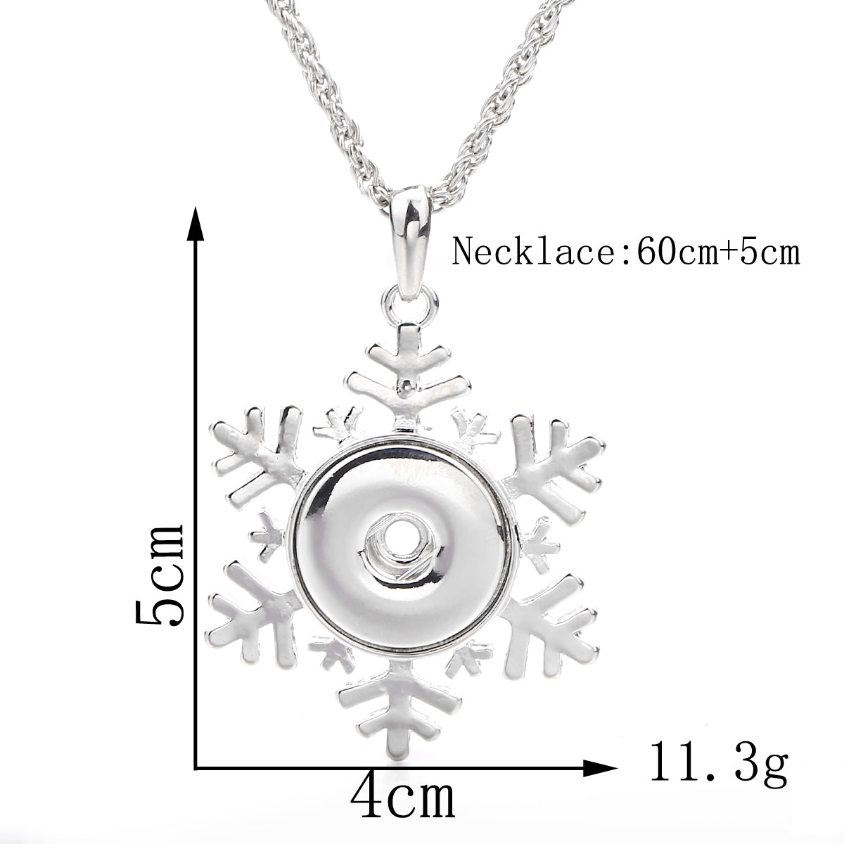 18mm Crystal Snowflake Snap Charm | Interchangeable Winter Jewelry