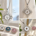 18mm Ornate Filigree Snap Charm Necklace | Vintage Statement Pendant