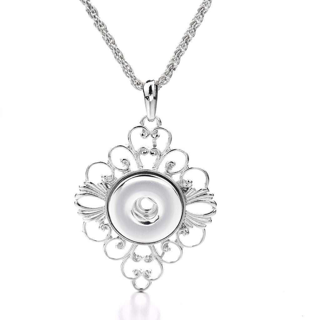 18mm Ornate Filigree Snap Charm Necklace | Vintage Statement Pendant