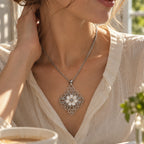 18mm Ornate Filigree Snap Charm Necklace | Vintage Statement Pendant