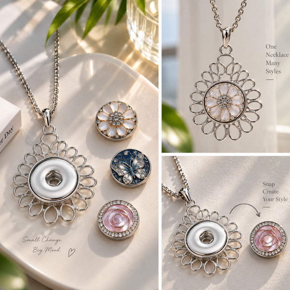 18mm Teardrop Petal Snap Charm | Interchangeable Flower Necklace