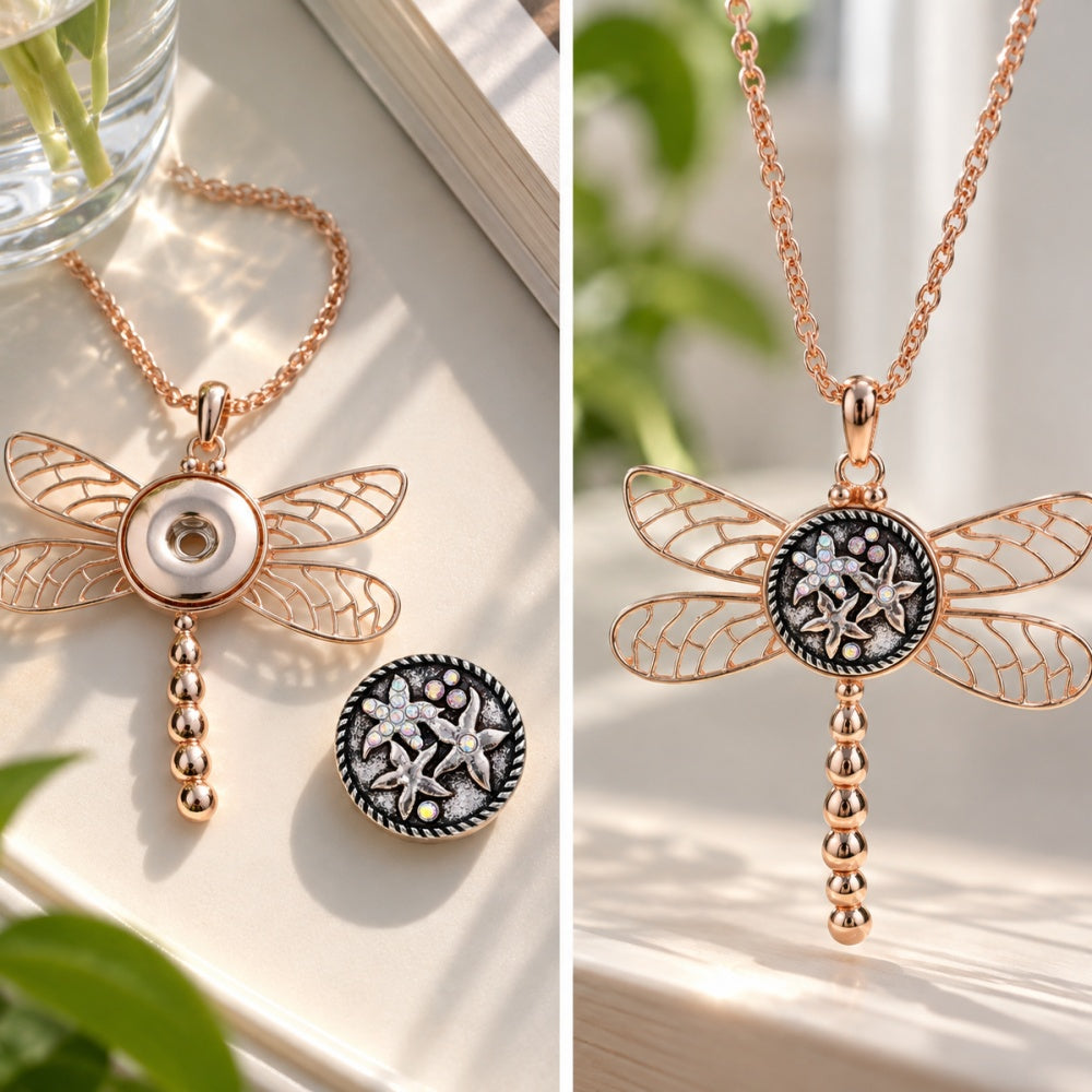 18mm Dragonfly Dangle Snap Charm | Interchangeable Necklace Charm