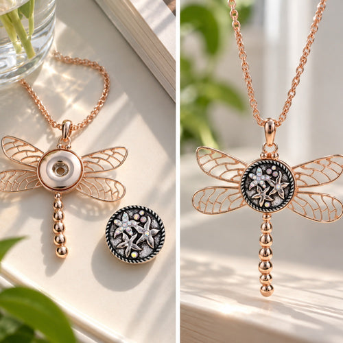 18mm Dragonfly Dangle Snap Charm | Interchangeable Necklace Charm
