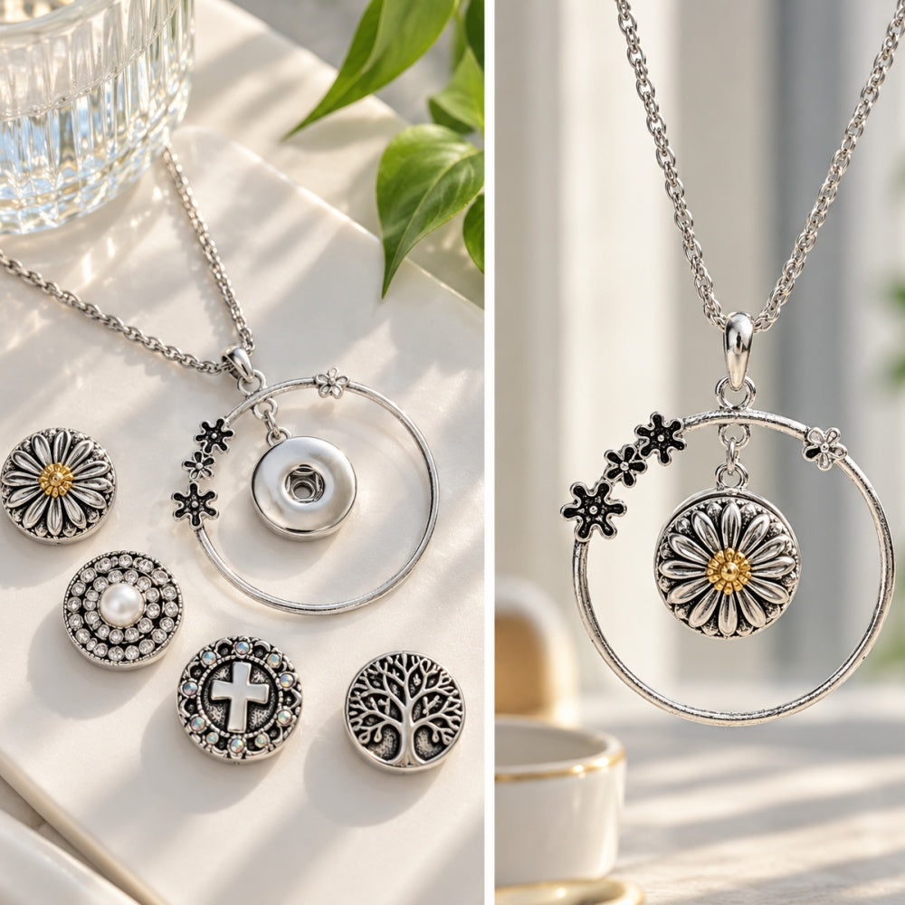 18mm Floral Halo Snap Charm | DIY Interchangeable Jewelry