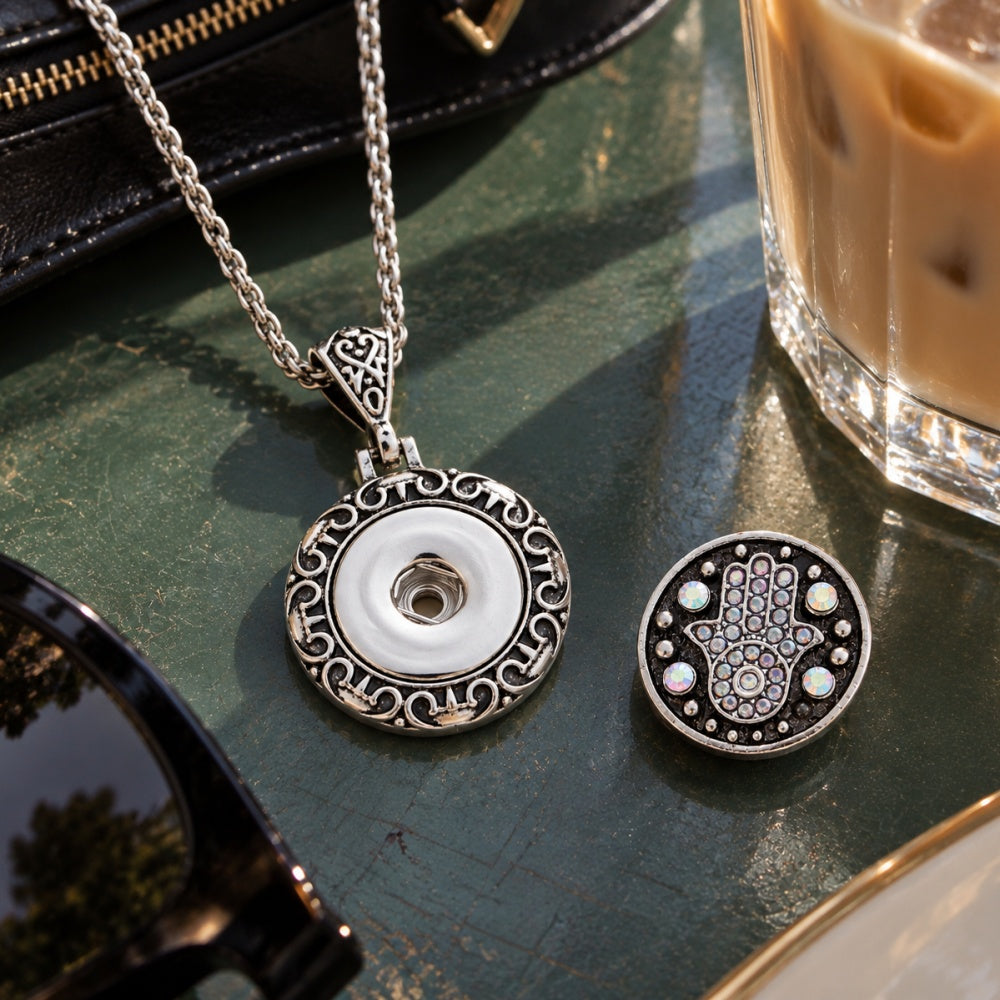 18mm Ornate Filigree Snap Charm | Vintage Interchangeable Pendant