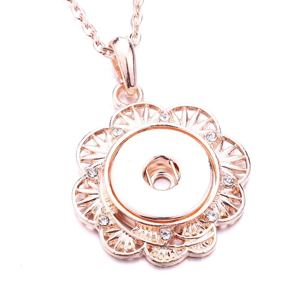18mm Rhinestone Hollow Flower Snap Charm