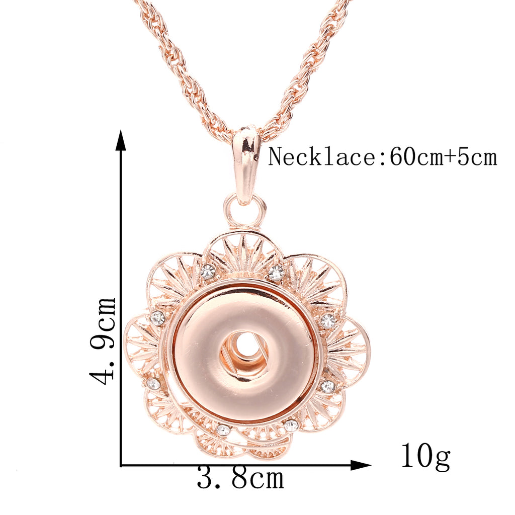 18mm Rhinestone Hollow Flower Snap Charm