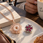 18mm Rhinestone Hollow Flower Snap Charm