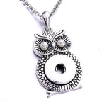 18mm Vintage Silver Owl Pearl Interchangeable Snap Necklace
