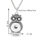 18mm Vintage Silver Owl Pearl Interchangeable Snap Necklace