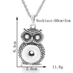 18mm Vintage Silver Owl Pearl Interchangeable Snap Necklace