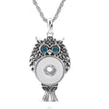 18mm Vintage Silver Owl Colorful Eyes Interchangeable Snap Necklace