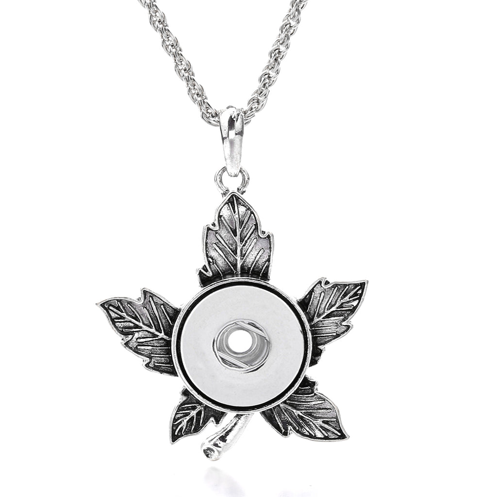 18mm Vintage Silver Leaf Interchangeable Snap Necklace