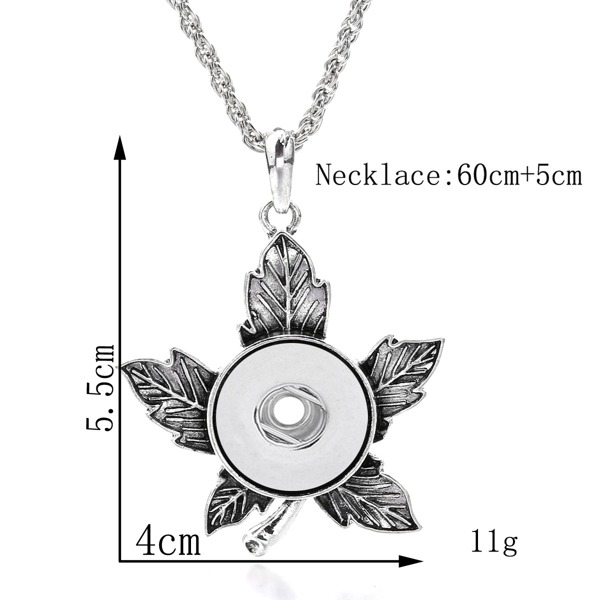 18mm Vintage Silver Leaf Interchangeable Snap Necklace