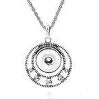 18mm Vintage Silver Double Circle Rhinestone Interchangeable Snap Necklace