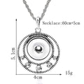 18mm Vintage Silver Double Circle Rhinestone Interchangeable Snap Necklace