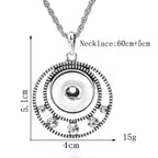 18mm Vintage Silver Double Circle Rhinestone Interchangeable Snap Necklace