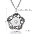 18mm Vintage Silver Hollow Flower Rhinestone Interchangeable Snap Necklace