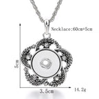 18mm Vintage Silver Hollow Flower Rhinestone Interchangeable Snap Necklace