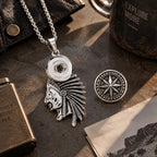 18mm Vintage Silver Tribal Warrior Interchangeable Snap Necklace