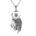 18mm Vintage Silver Tribal Warrior Interchangeable Snap Necklace