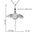 18mm Vintage Silver Winged Cross Sword Interchangeable Snap Necklace