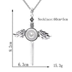 18mm Vintage Silver Winged Cross Sword Interchangeable Snap Necklace