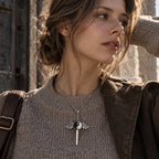 18mm Vintage Silver Winged Cross Sword Interchangeable Snap Necklace