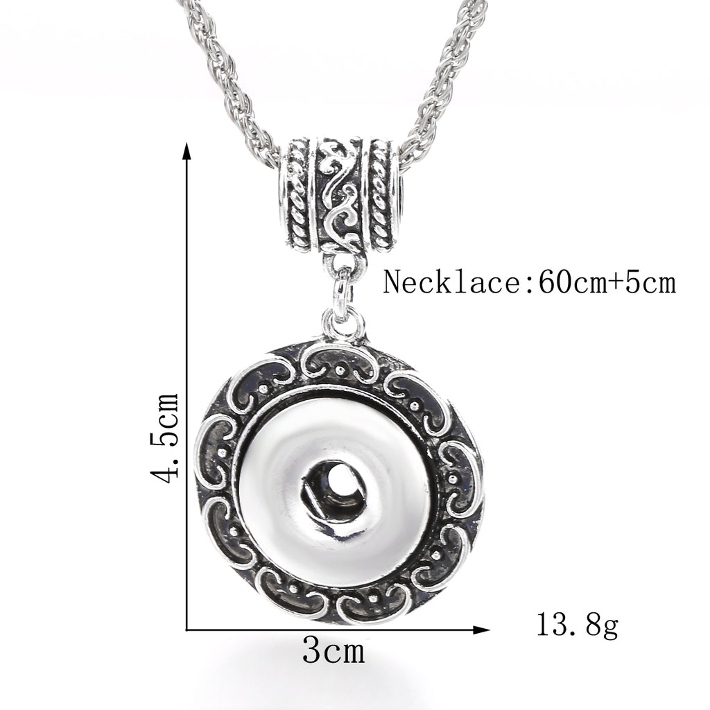 18mm Vintage Silver Scroll Pattern Interchangeable Snap Necklace