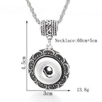 18mm Vintage Silver Scroll Pattern Interchangeable Snap Necklace