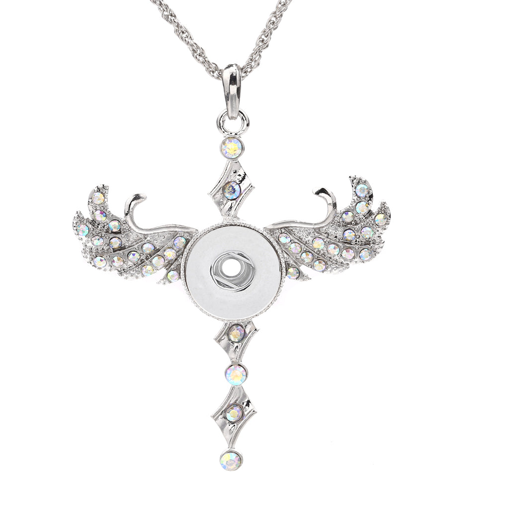 18mm Rhinestone Wing Interchangeable Snap Necklace