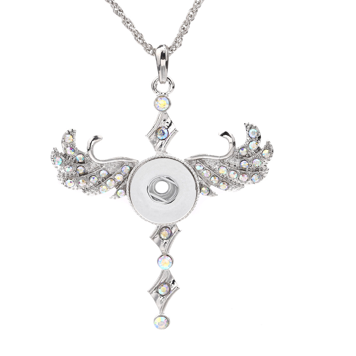 18mm Rhinestone Wing Interchangeable Snap Necklace