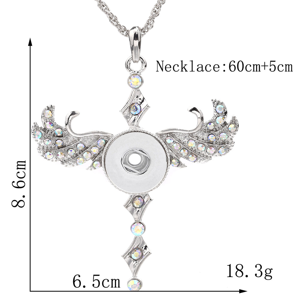 18mm Rhinestone Wing Interchangeable Snap Necklace