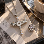 18mm Rhinestone Wing Interchangeable Snap Necklace