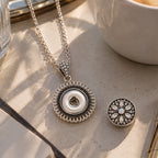 18mm Vintage Openwork Floral Rhinestone Interchangeable Snap Necklace