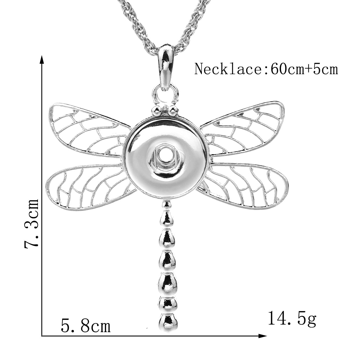 18mm Dragonfly Openwork Interchangeable Snap Necklace